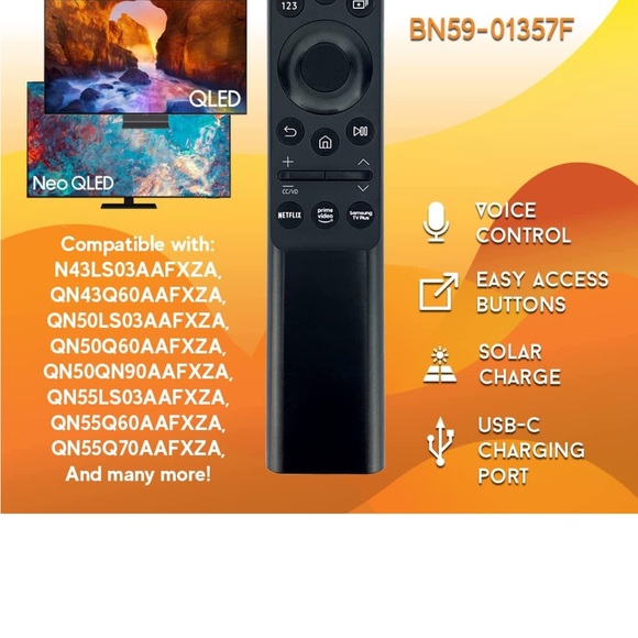 2021 Model BN59-01357F Replacement Remote Control for Samsung Smart TVs - Picture 3 of 9